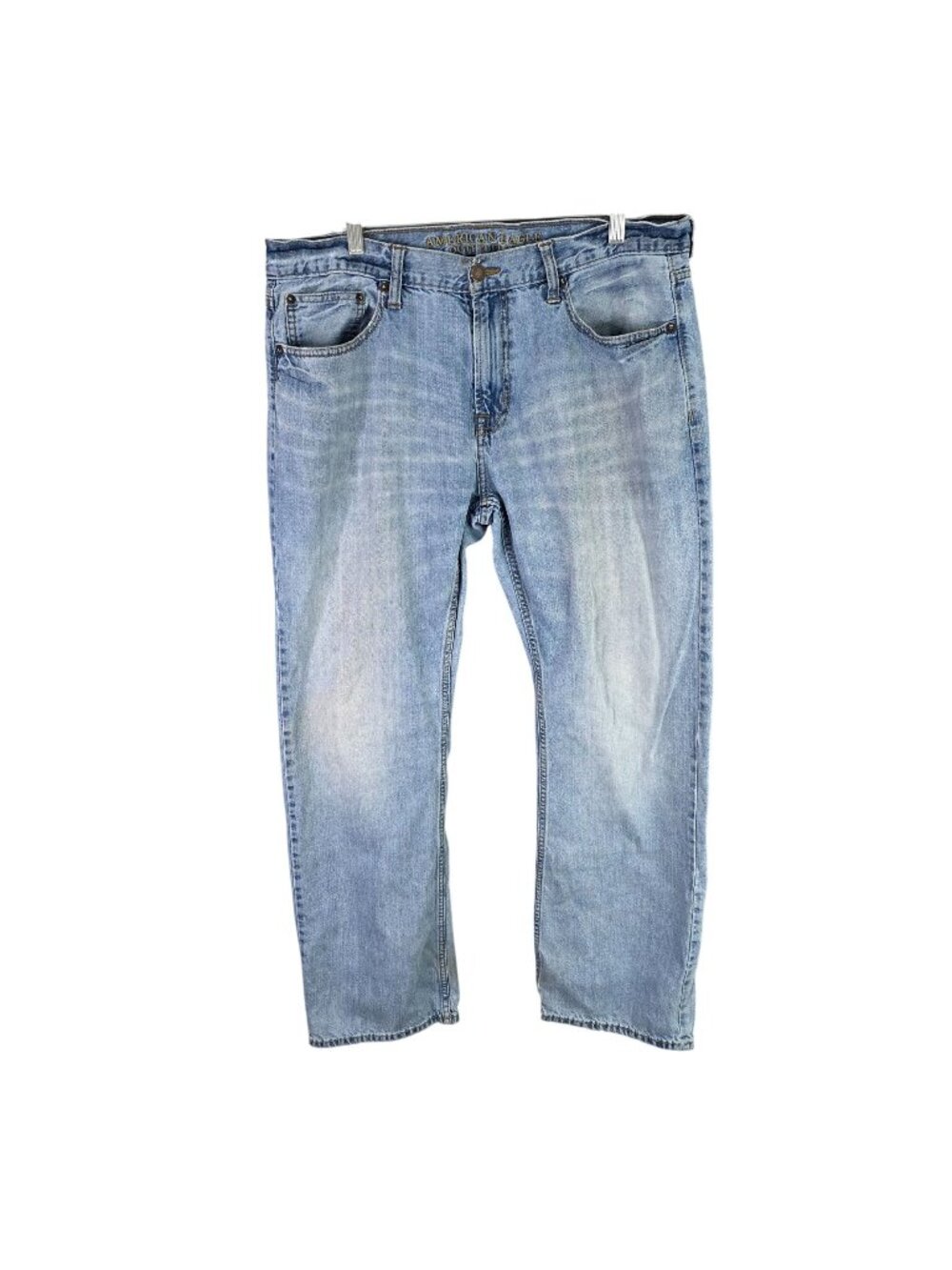 Mens American Eagle Original Bootcut Blue Denim Jeans Light Wash Cotton 36X32
